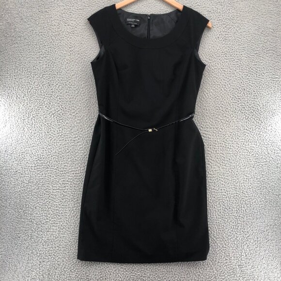 Jones New York Dress Womens 10 Black Knee Sheath Sleeveless Stretch Belt Career* - Picture 1 of 11
